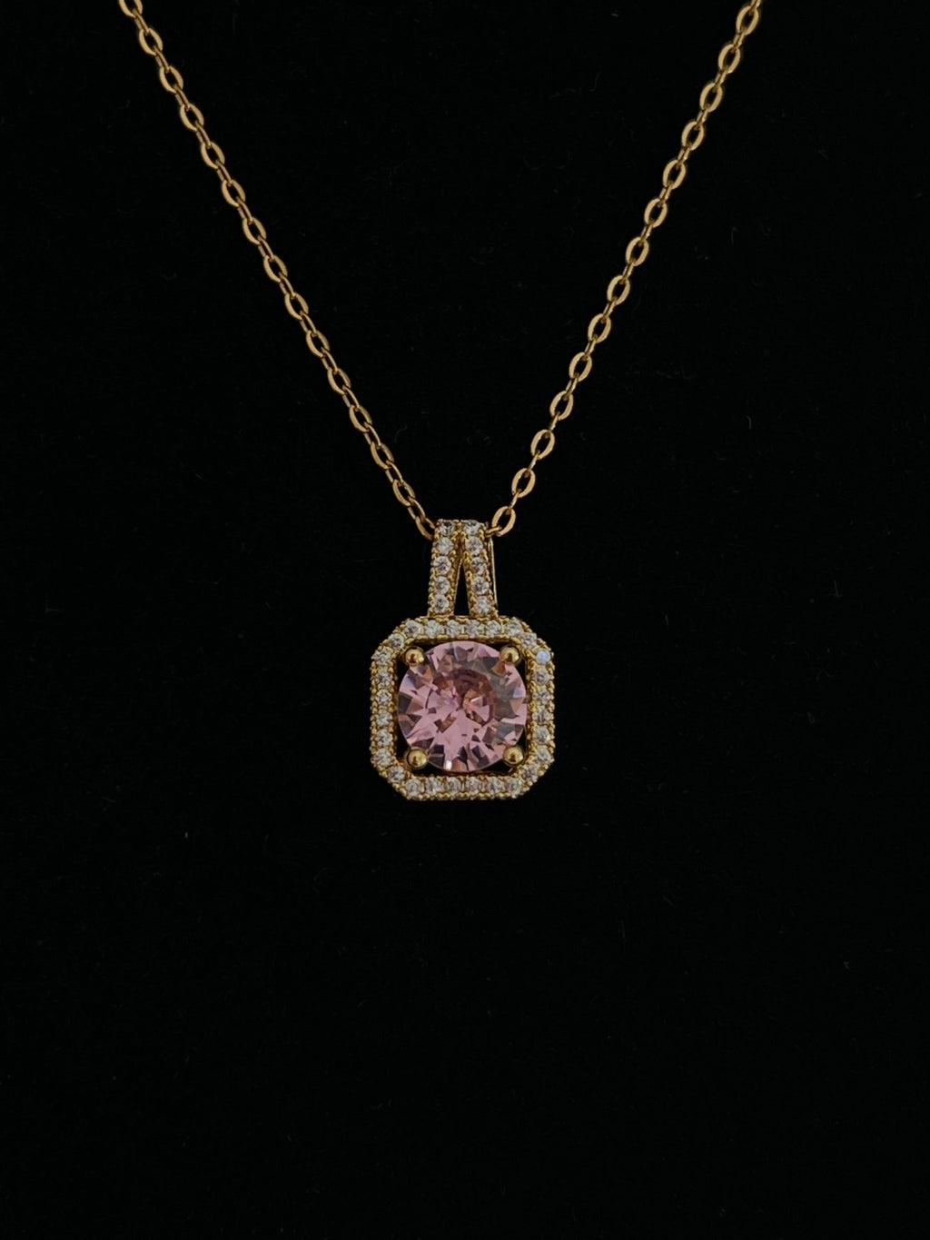 18K Gold-Plated Pink Princess Crystal Necklace - Delila Jewellery NZ