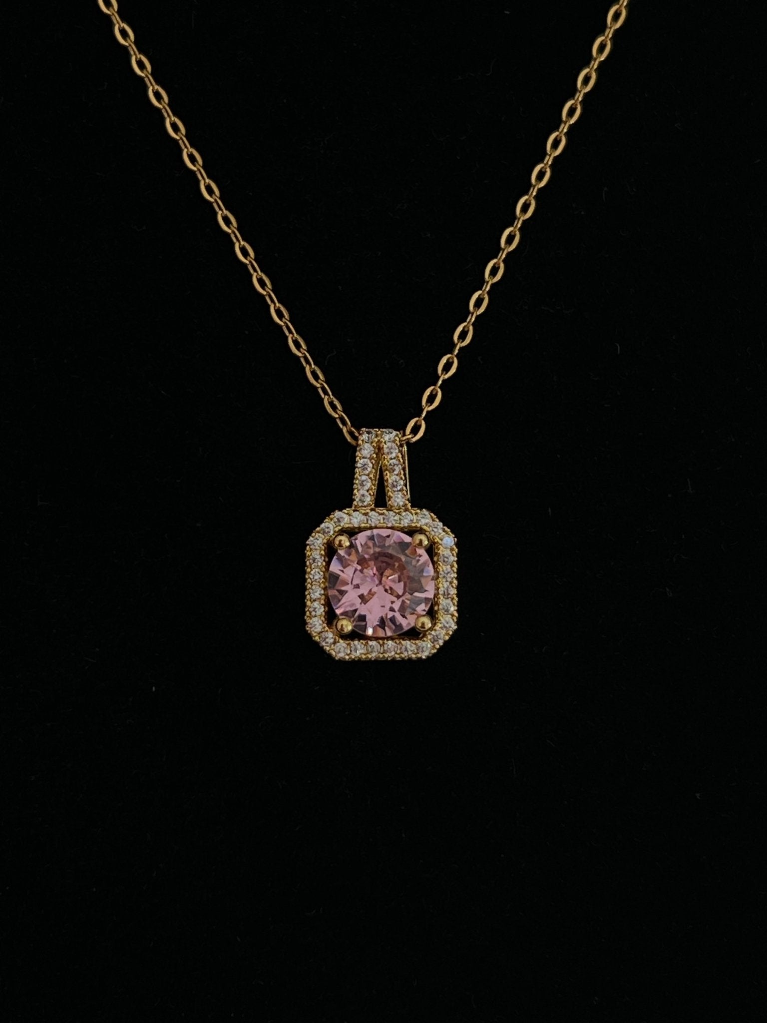 18K Gold-Plated Pink Princess Crystal Necklace - Delila Jewellery NZ