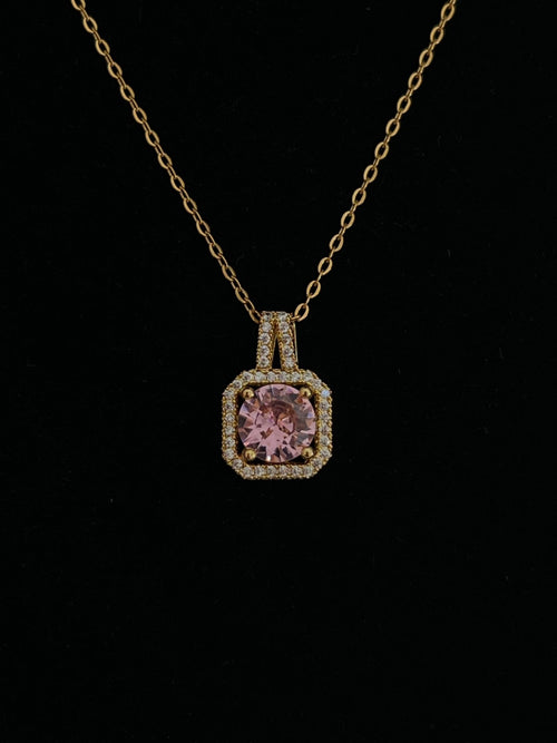 18K Gold-Plated Pink Princess Crystal Necklace - Delila Jewellery NZ