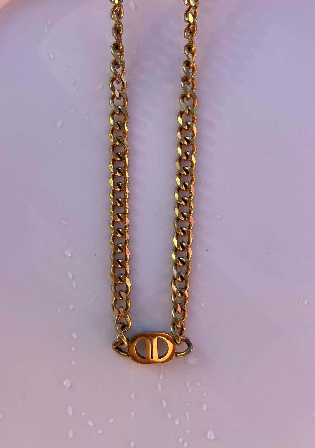 Gold Stainless Steel Cuban Link Necklace