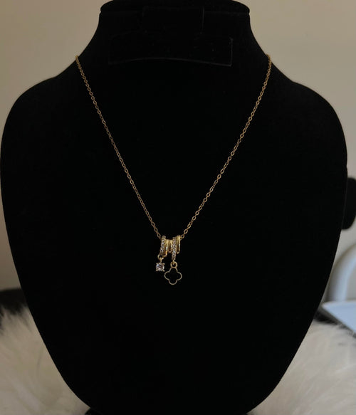 Black Clover Pendant Necklace - Gold - Delila Jewellery NZ
