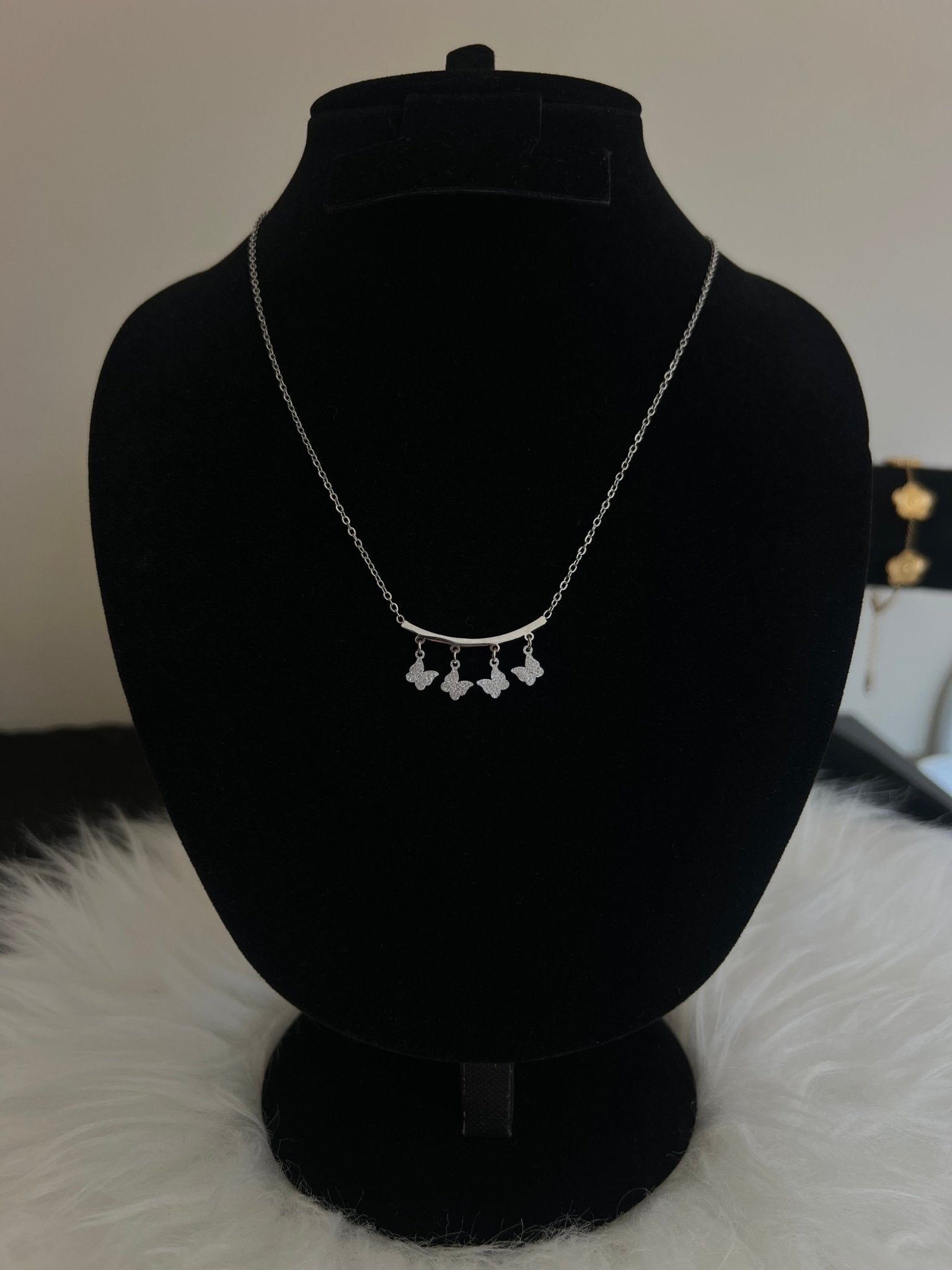 Butterfly Bar Necklace – Silver - Delila Jewellery NZ