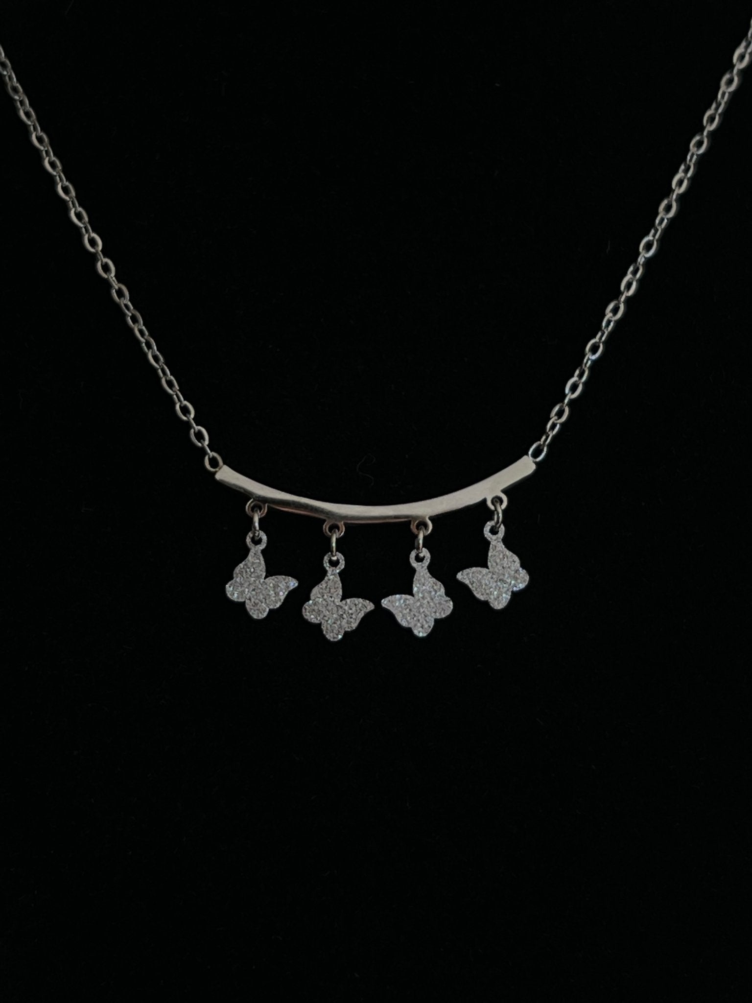 Butterfly Bar Necklace – Silver - Delila Jewellery NZ