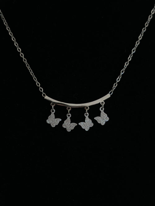 Butterfly Bar Necklace – Silver - Delila Jewellery NZ