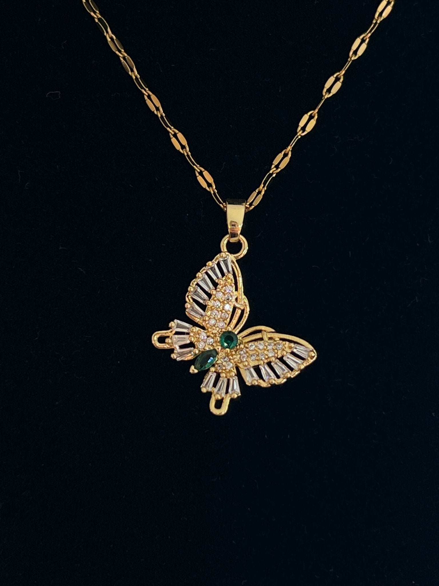Butterfly Pendant Necklace - Gold Plated - Delila Jewellery NZ