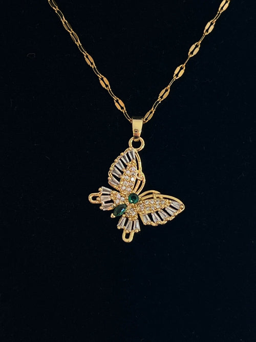 Butterfly Pendant Necklace - Gold Plated - Delila Jewellery NZ
