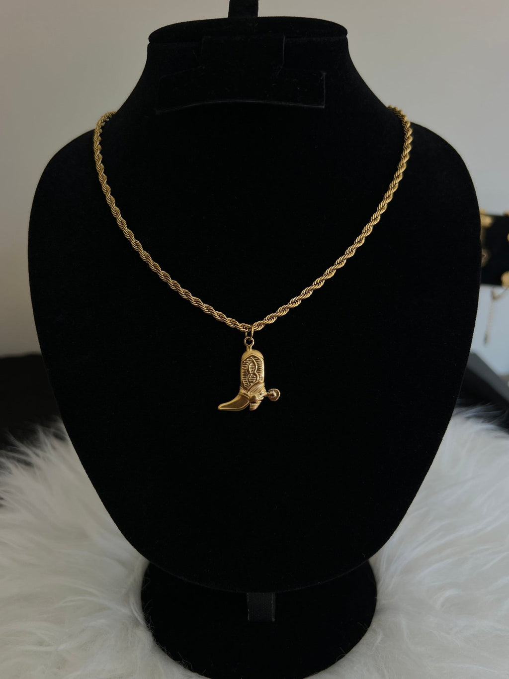 Cowboy Boot Pendant Necklace - Gold or Silver - Delila Jewellery NZ