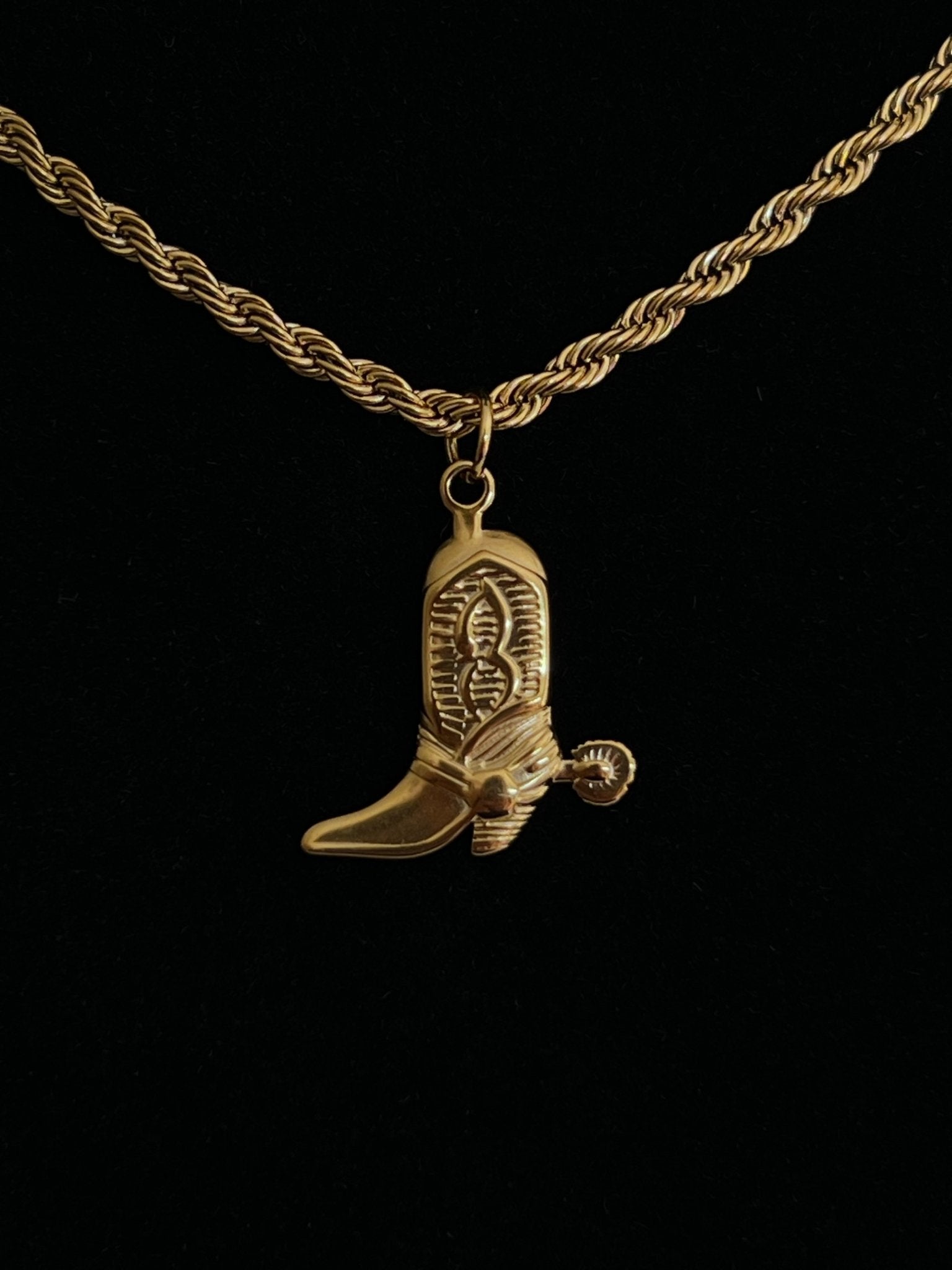 Cowboy Boot Pendant Necklace - Gold or Silver - Delila Jewellery NZ