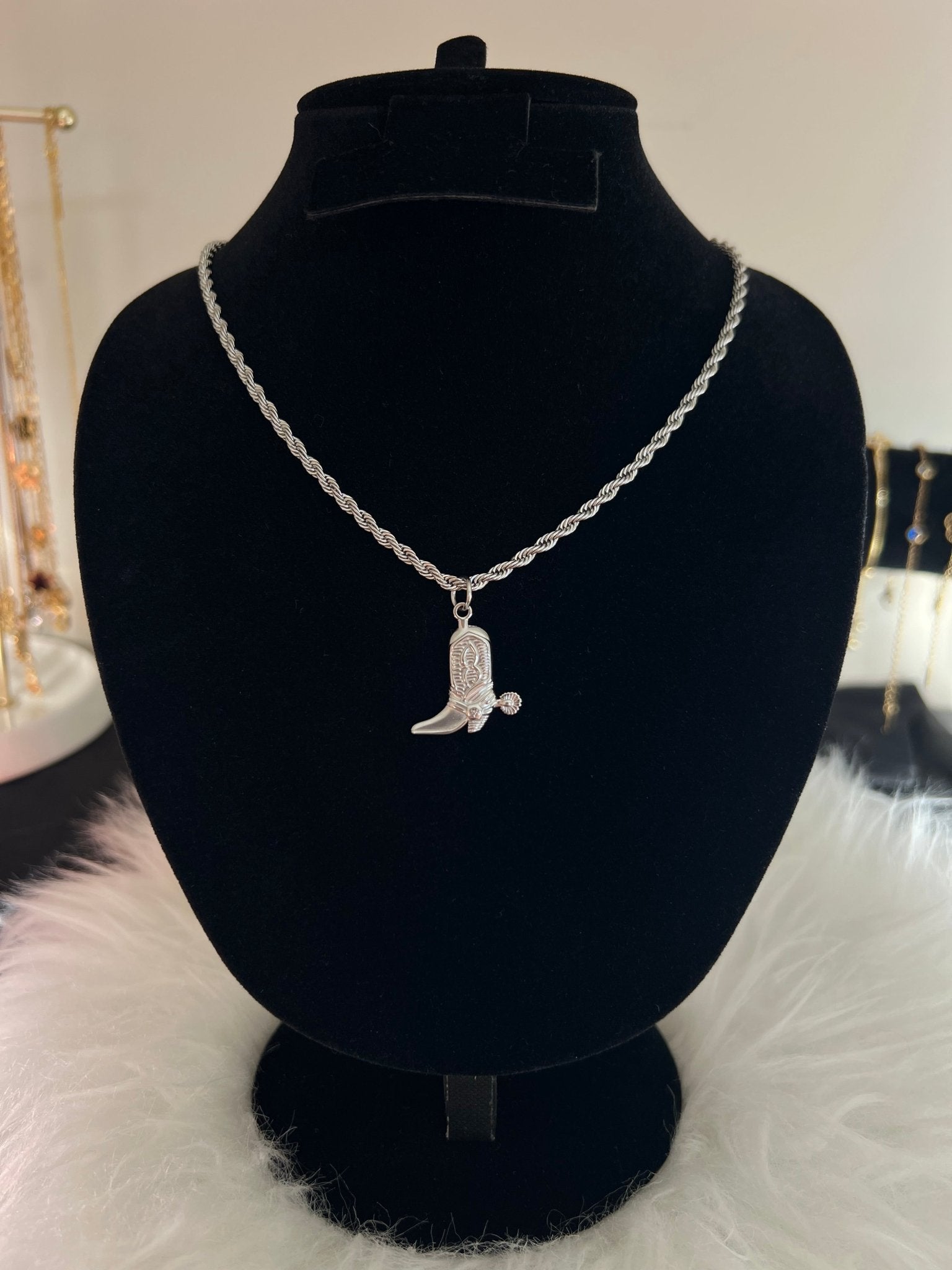 Cowboy Boot Pendant Necklace - Gold or Silver - Delila Jewellery NZ