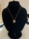 Crystal Bow Pendant Necklace - Gold Plated - Delila Jewellery NZ