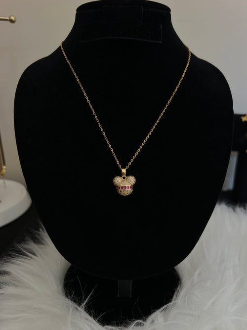 Crystal Mouse Pendant Necklace - Gold Plated - Delila Jewellery NZ