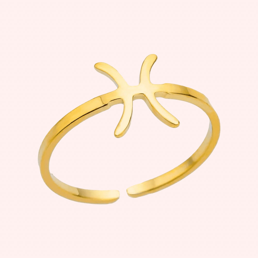 Gold Adjustable Zodiac Ring - Delila Jewellery NZ