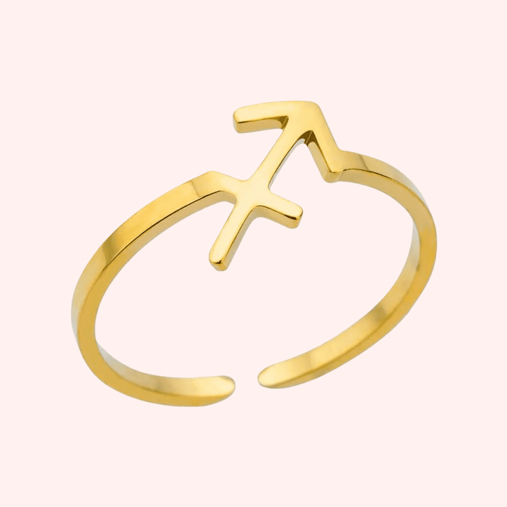 Gold Adjustable Zodiac Ring - Delila Jewellery NZ