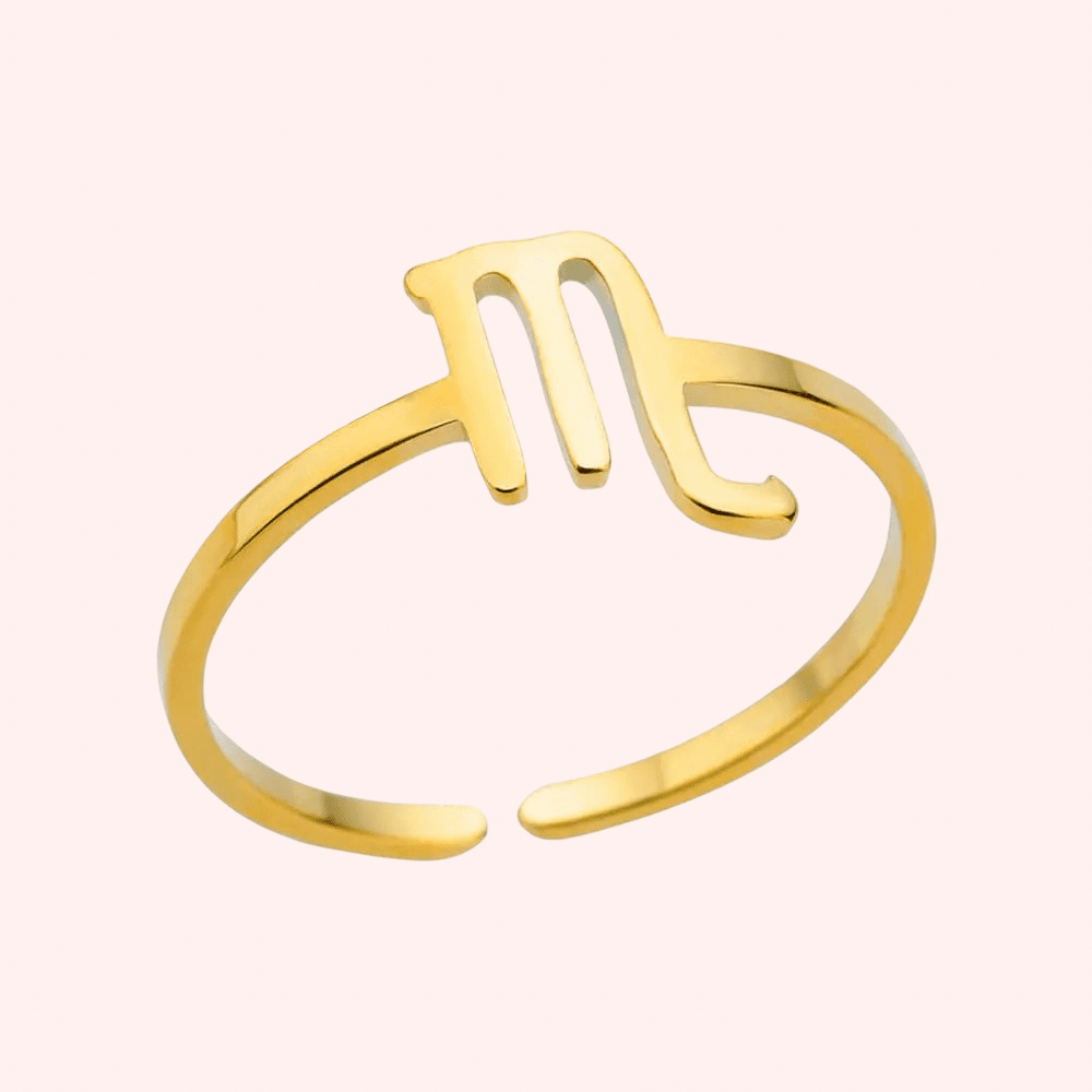 Gold Adjustable Zodiac Ring - Delila Jewellery NZ
