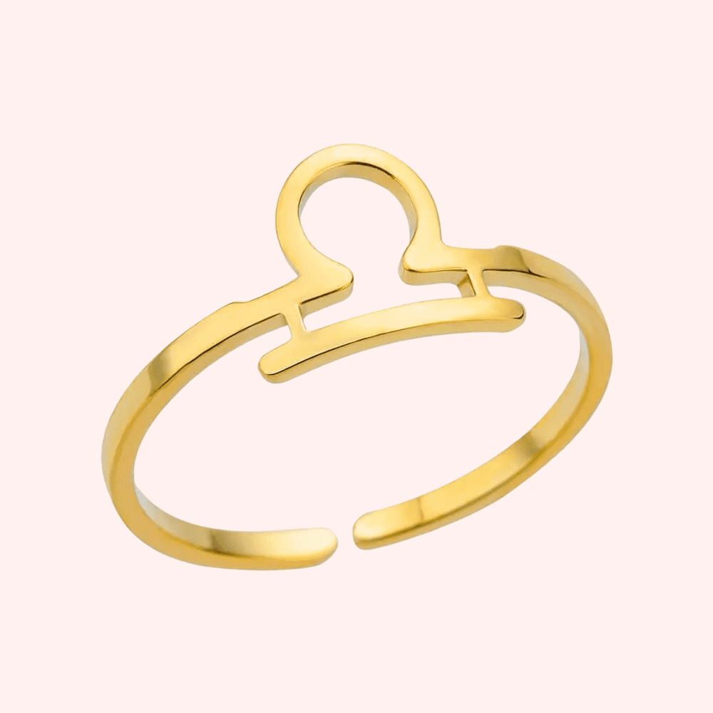 Gold Adjustable Zodiac Ring - Delila Jewellery NZ