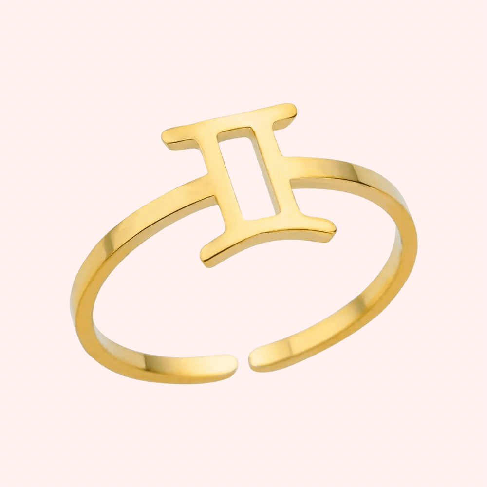 Gold Adjustable Zodiac Ring - Delila Jewellery NZ