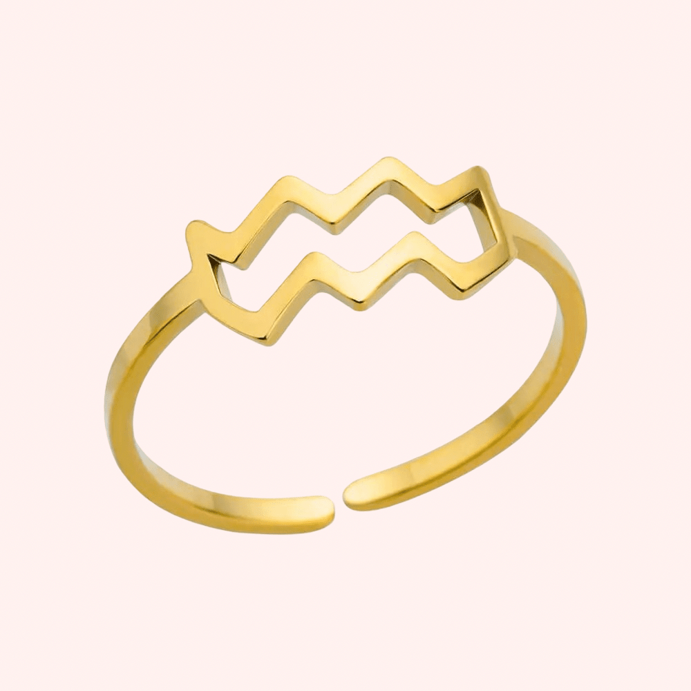 Gold Adjustable Zodiac Ring - Delila Jewellery NZ