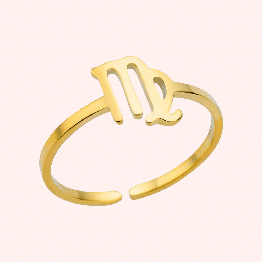 Gold Adjustable Zodiac Ring - Delila Jewellery NZ