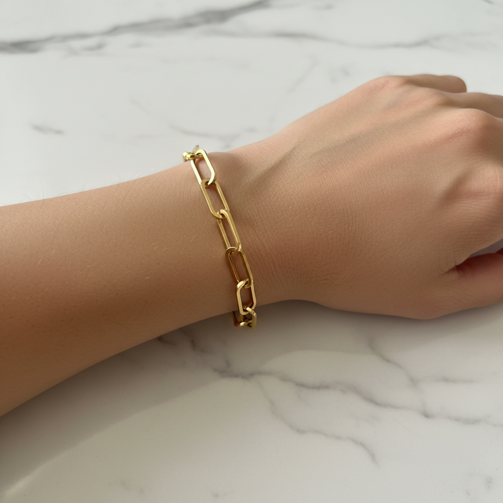 Gold Chunky Paperclip - wrist lifestyle
