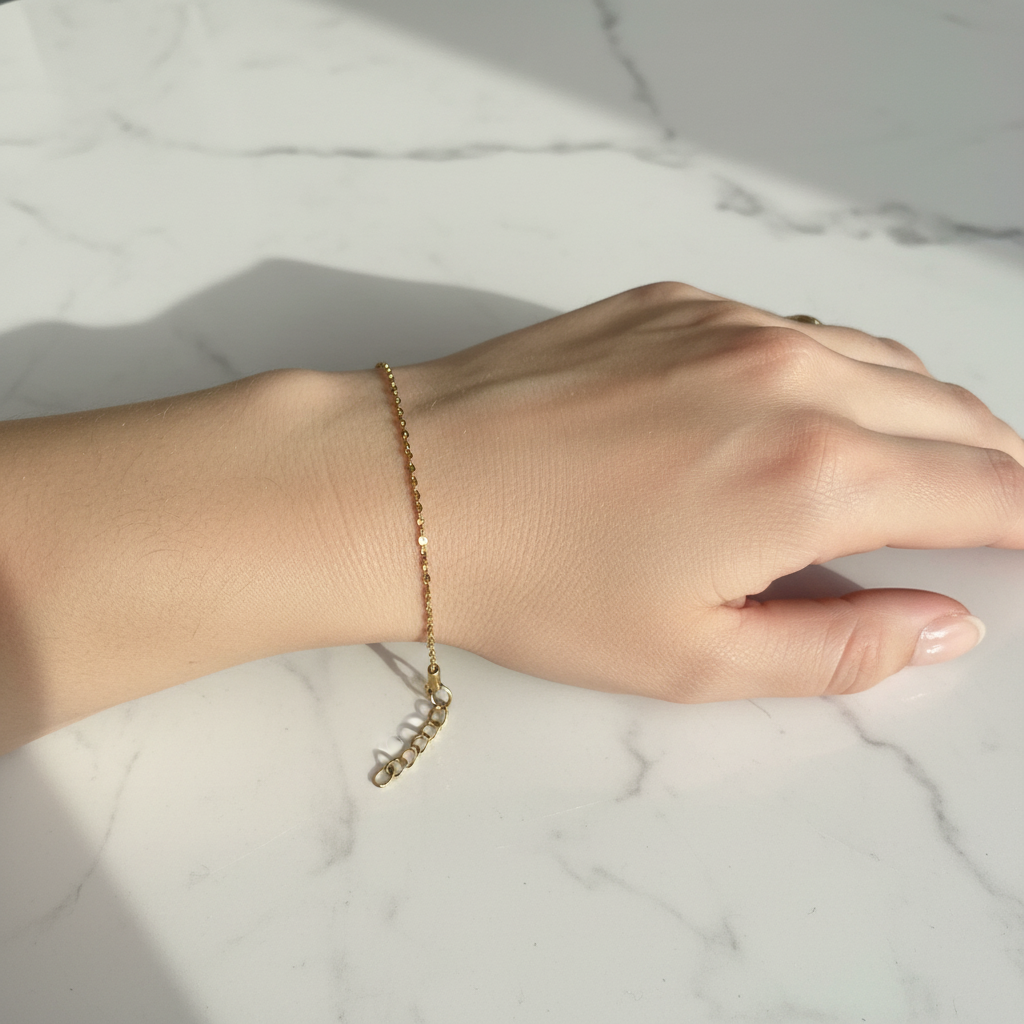 Gold Flat Disc Chain Bracelet - wrist lifestyle