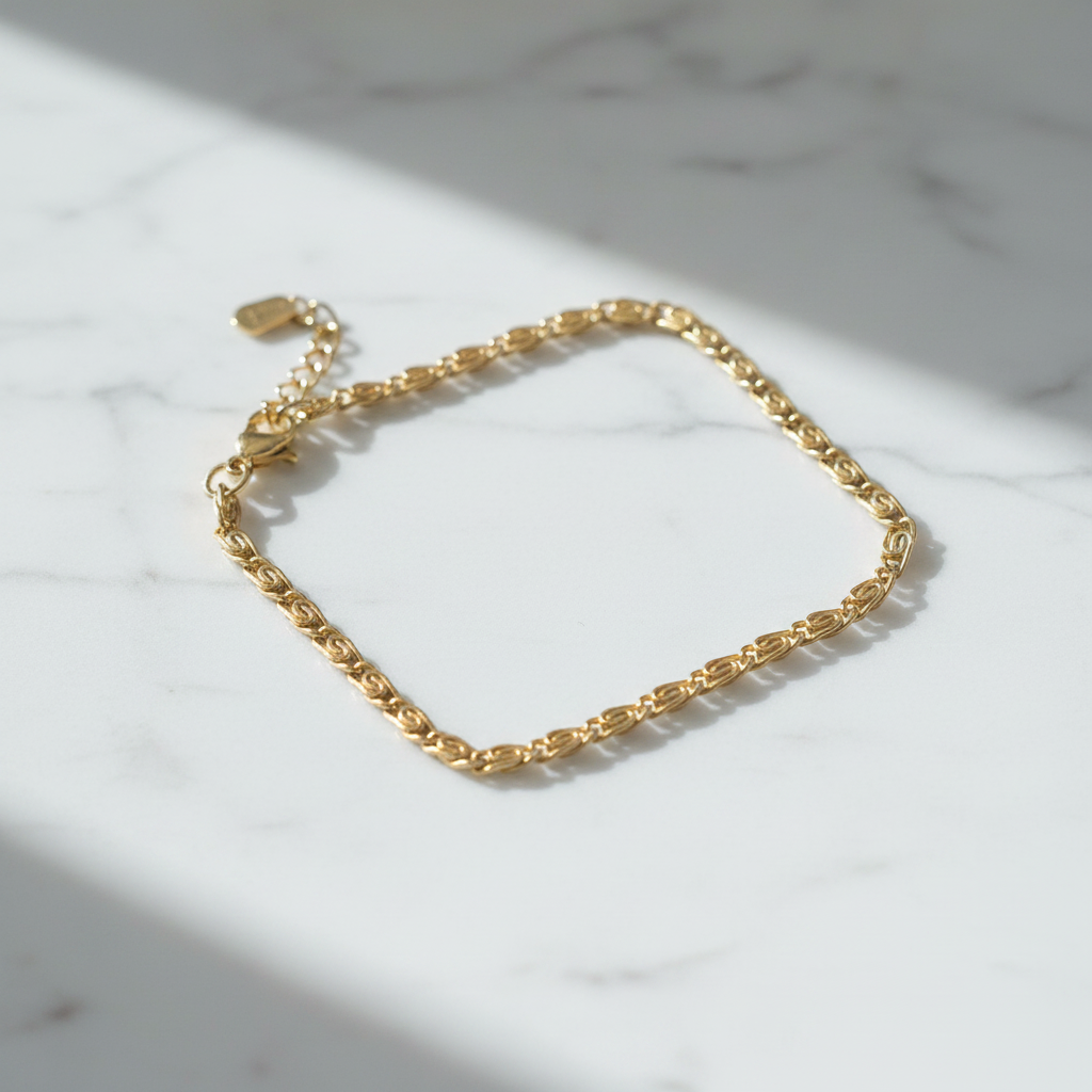 Gold Greek Key Chain Bracelet