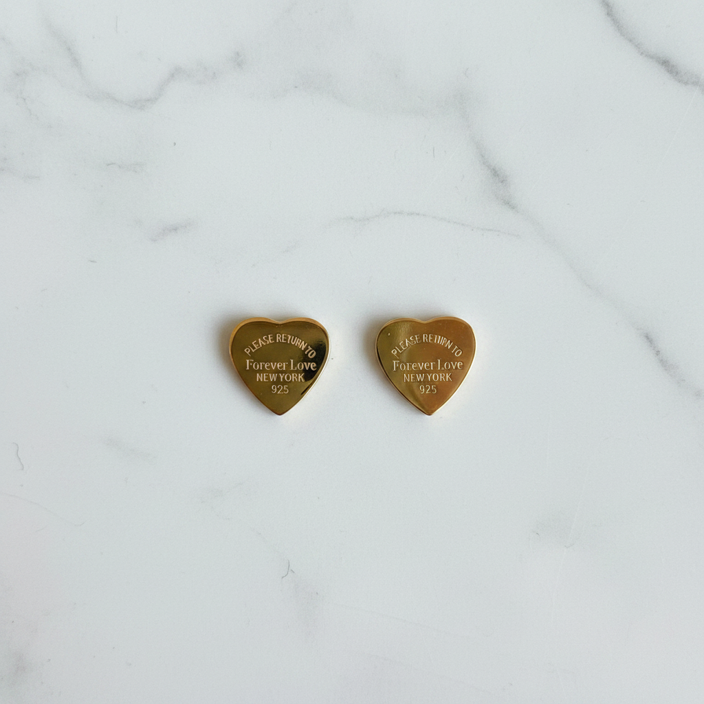 Gold Heart Stud Earrings