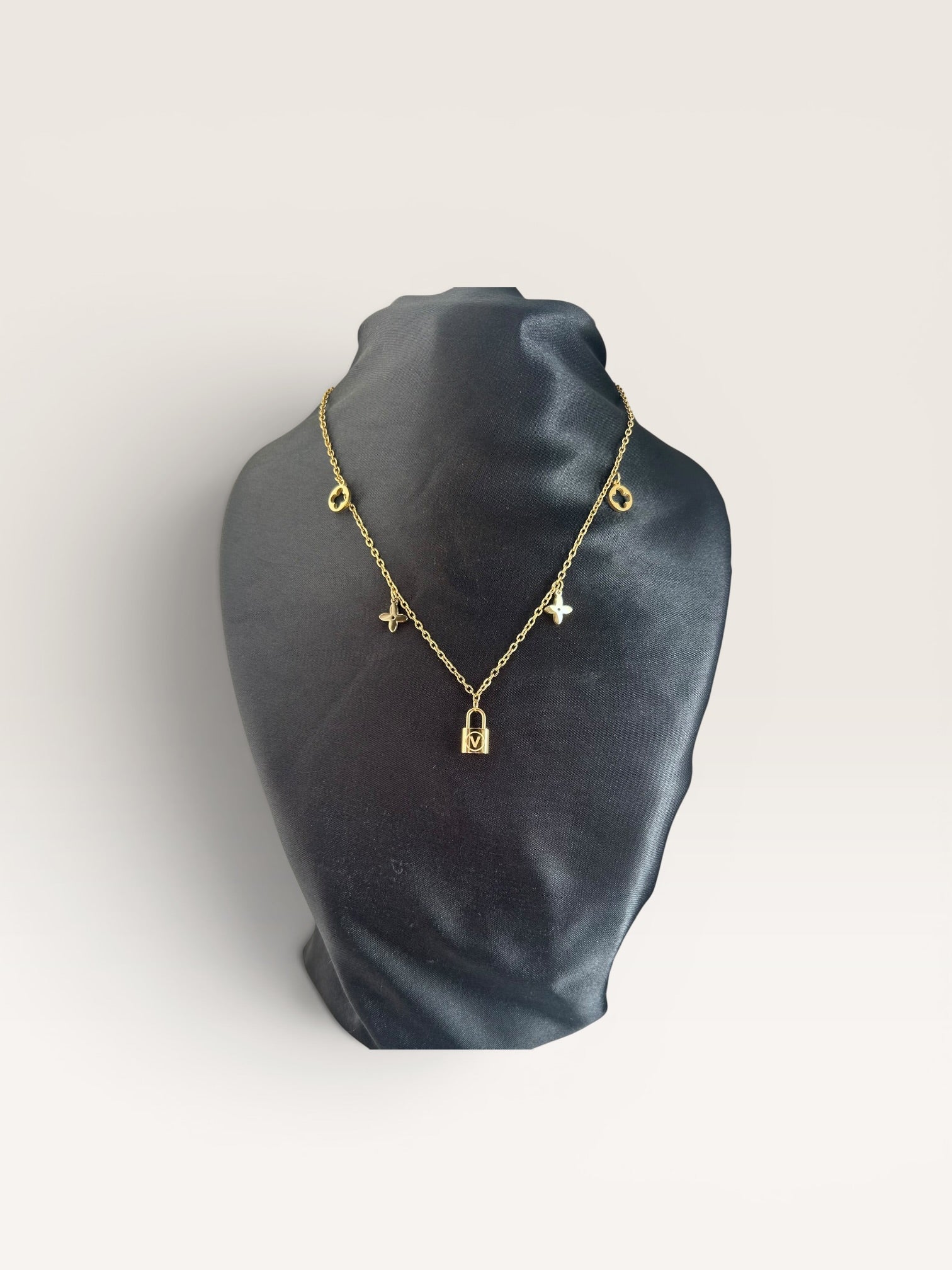 Gold Padlock Charm Necklace - Delila Jewellery NZ