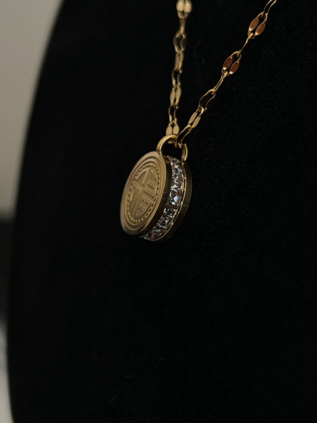 Gold Prosperity Coin Necklace - Stainless Steel - Delila Jewellery NZ