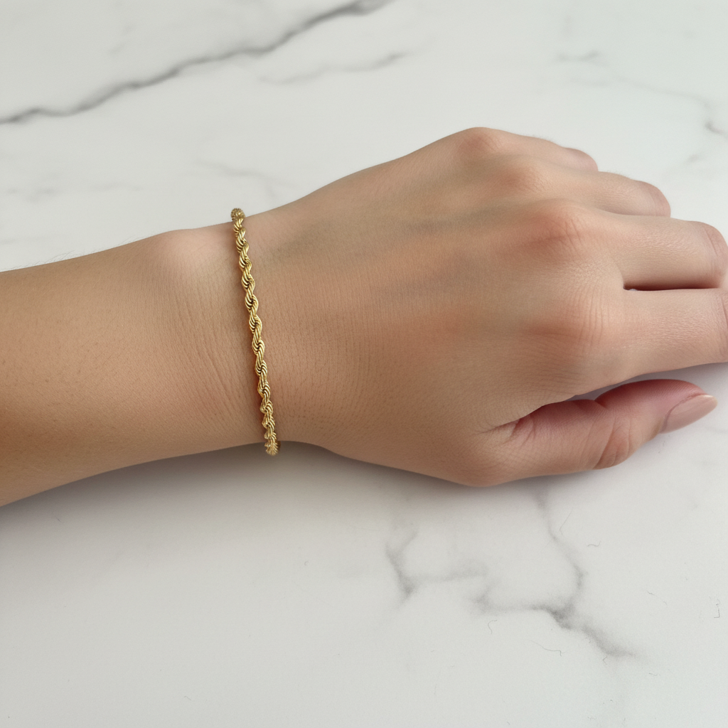 Gold Rope Chain Bracelet - wrist lifestyle