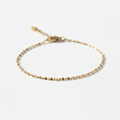 Gold flat disc chain bracelet on white background, product photo
