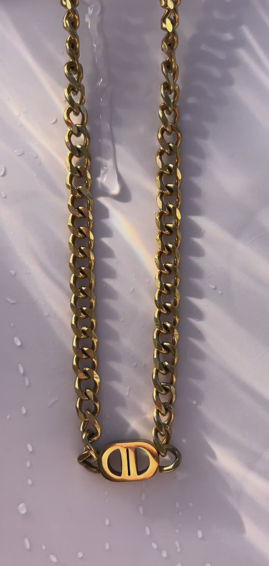 Gold Stainless Steel Cuban Link Necklace