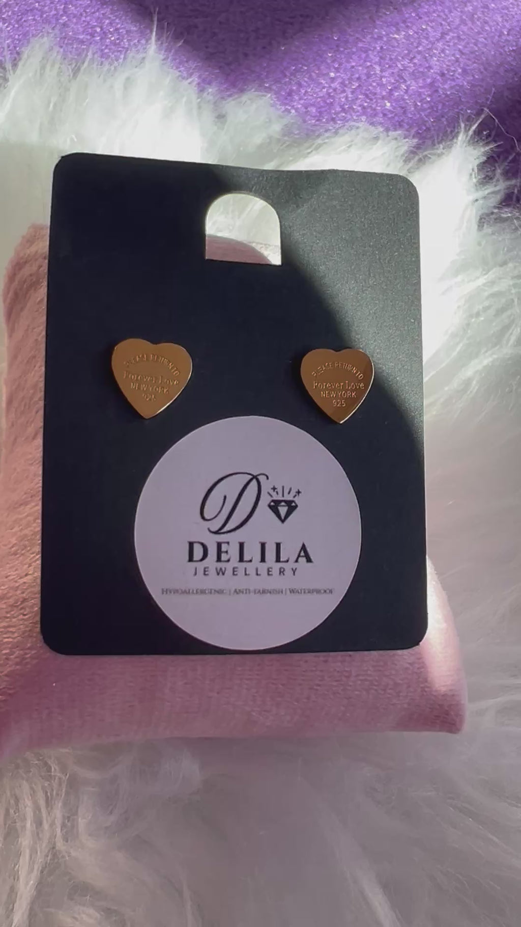 Stainless Steel Gold Heart Stud Earrings