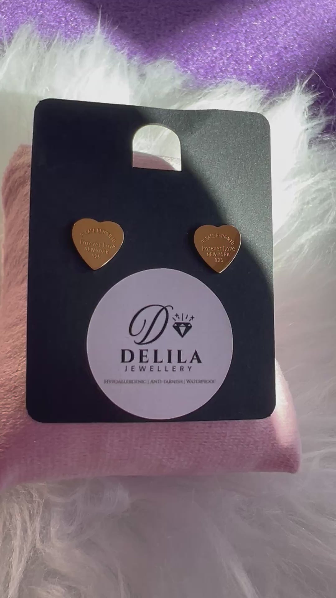Stainless Steel Gold Heart Stud Earrings