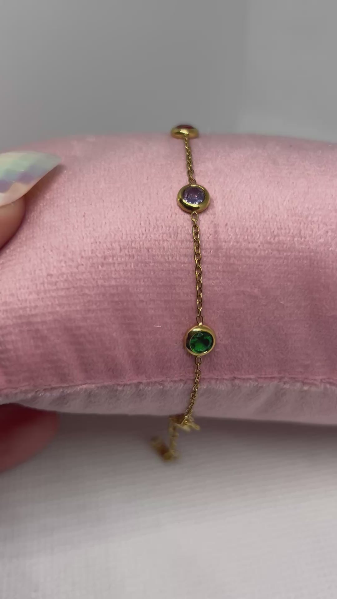 Stainless Steel Gold Multi-Colour Crystal Bracelet