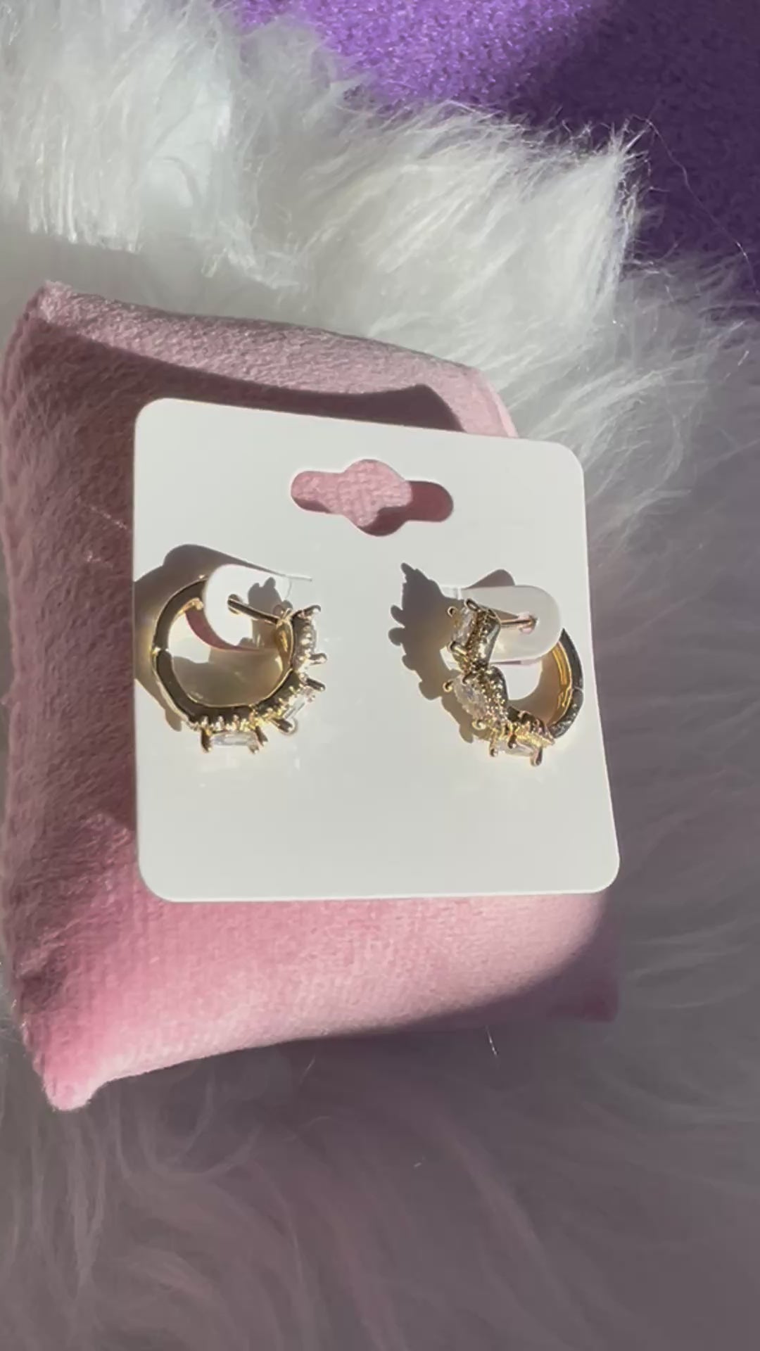 Stainless Steel Clear Crystal Hoop Earrings