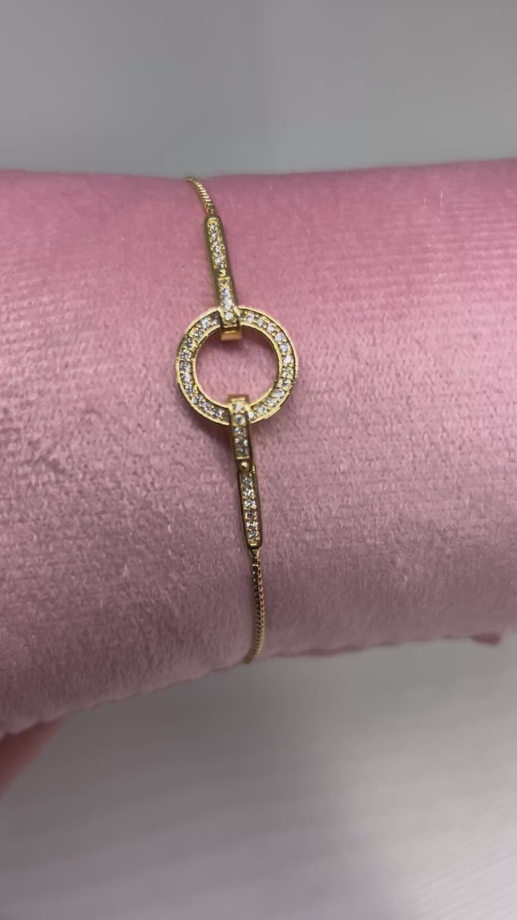Stainless Steel Gold Crystal Adjustable Bracelet