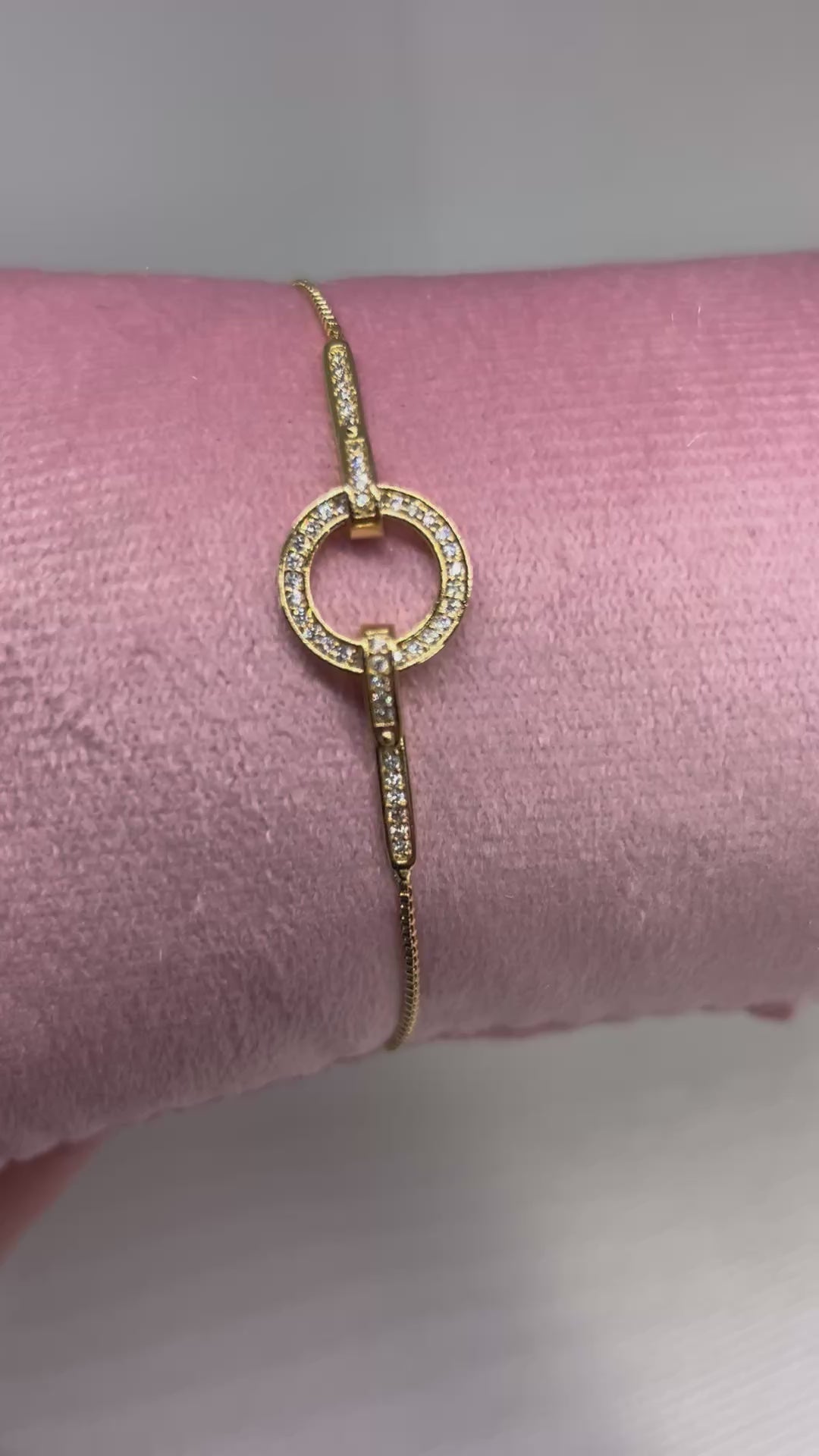 Stainless Steel Gold Crystal Adjustable Bracelet