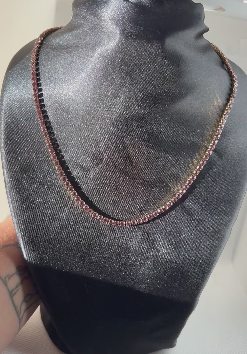 Stainless Steel 18k Gold Plated Purple Necklace