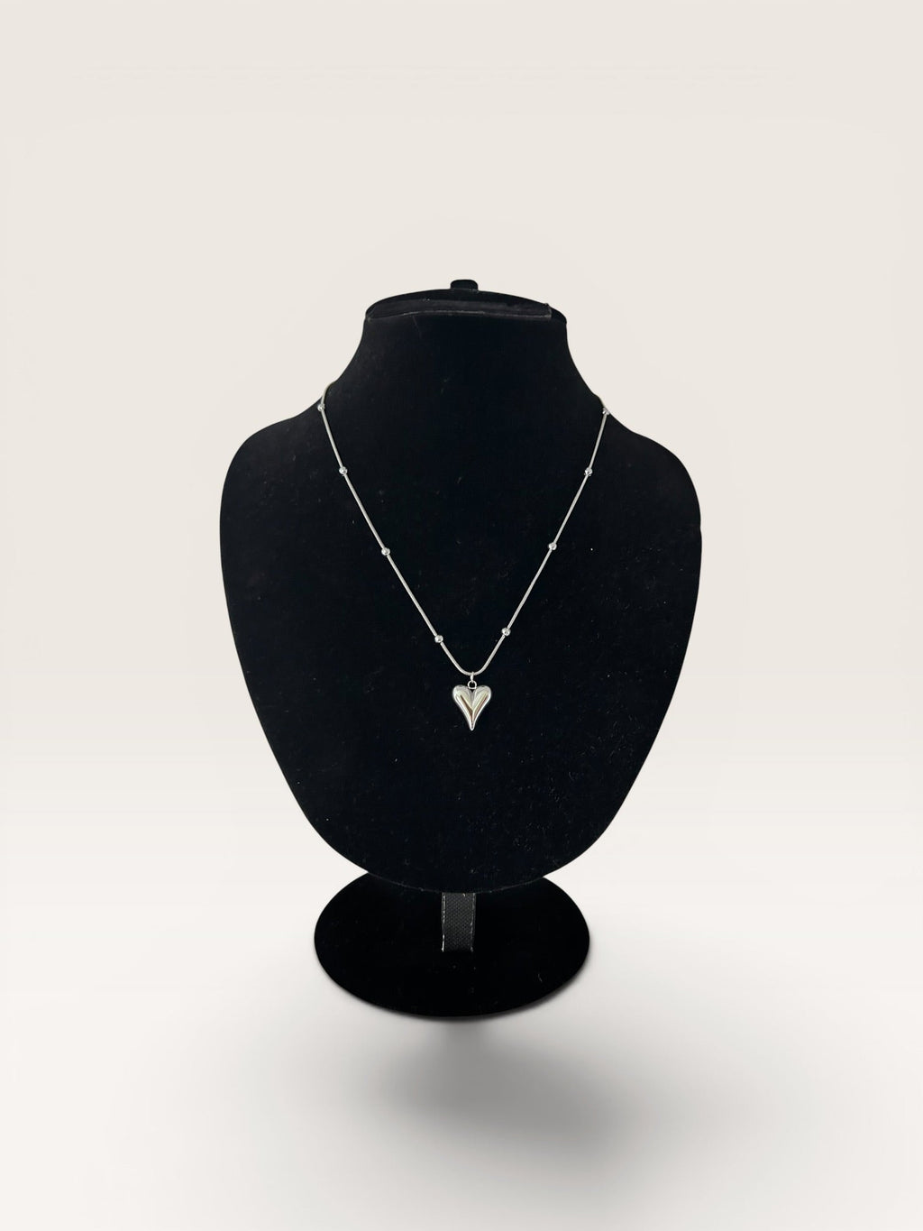 Silver Beaded Heart Necklace – Stainless Steel - Delila Jewellery NZ