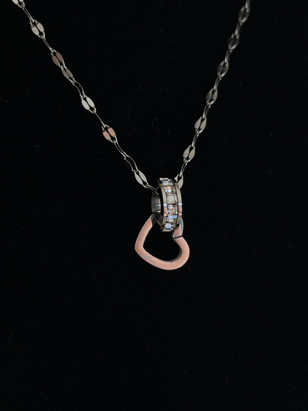 Silver Double Heart Crystal Necklace - Delila Jewellery NZ