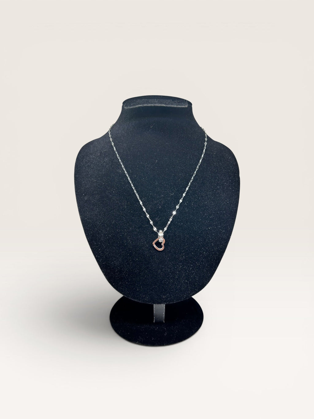 Silver Double Heart Crystal Necklace - Delila Jewellery NZ