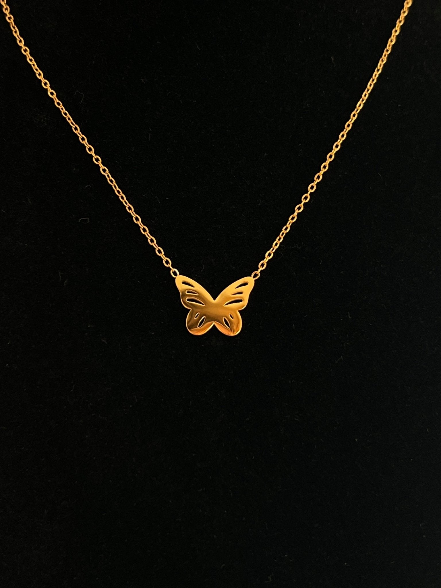 Stainless Steel 18K Gold Plated Butterfly Necklace - Delila Jewellery NZ