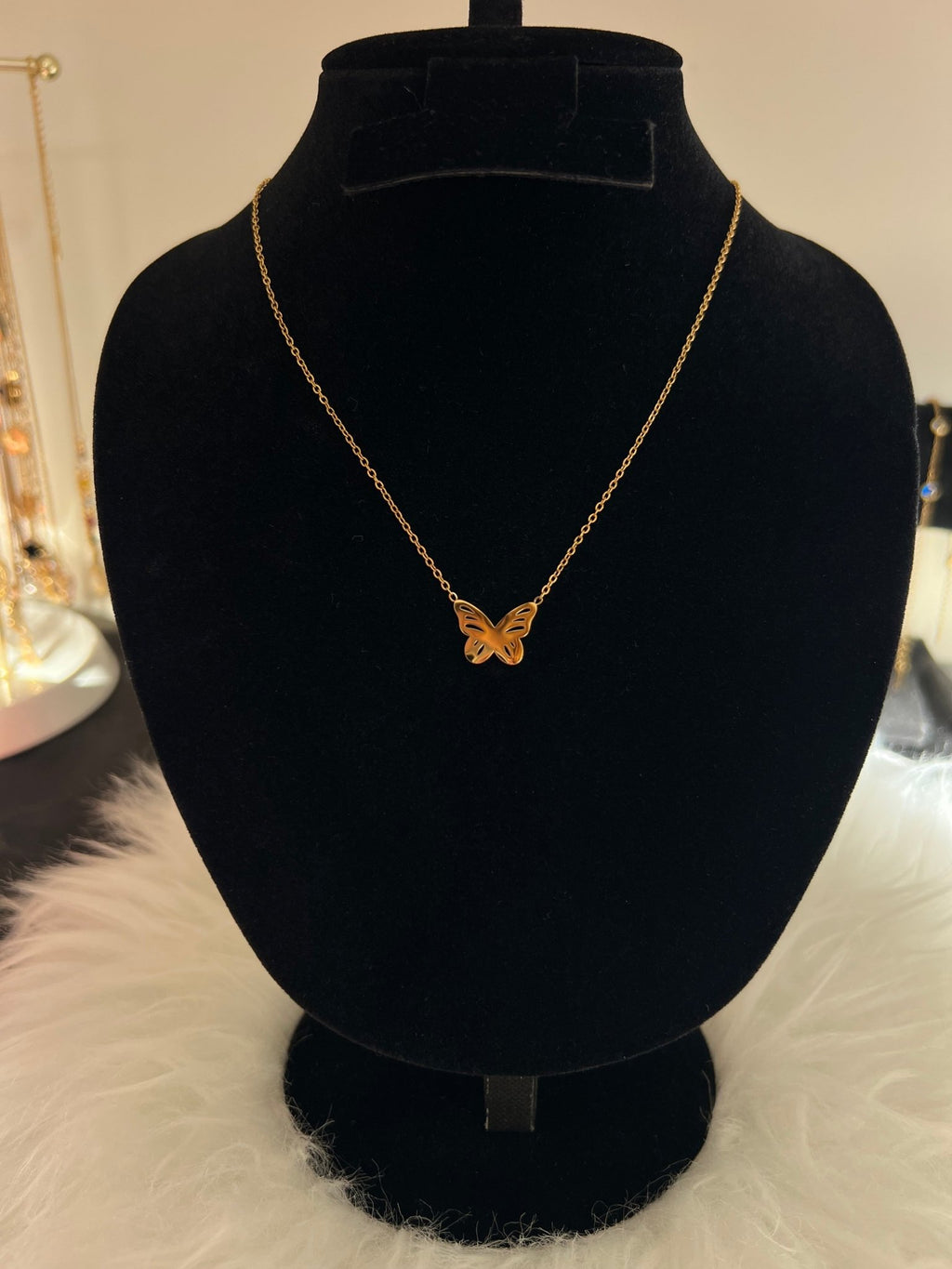 Stainless Steel 18K Gold Plated Butterfly Necklace - Delila Jewellery NZ