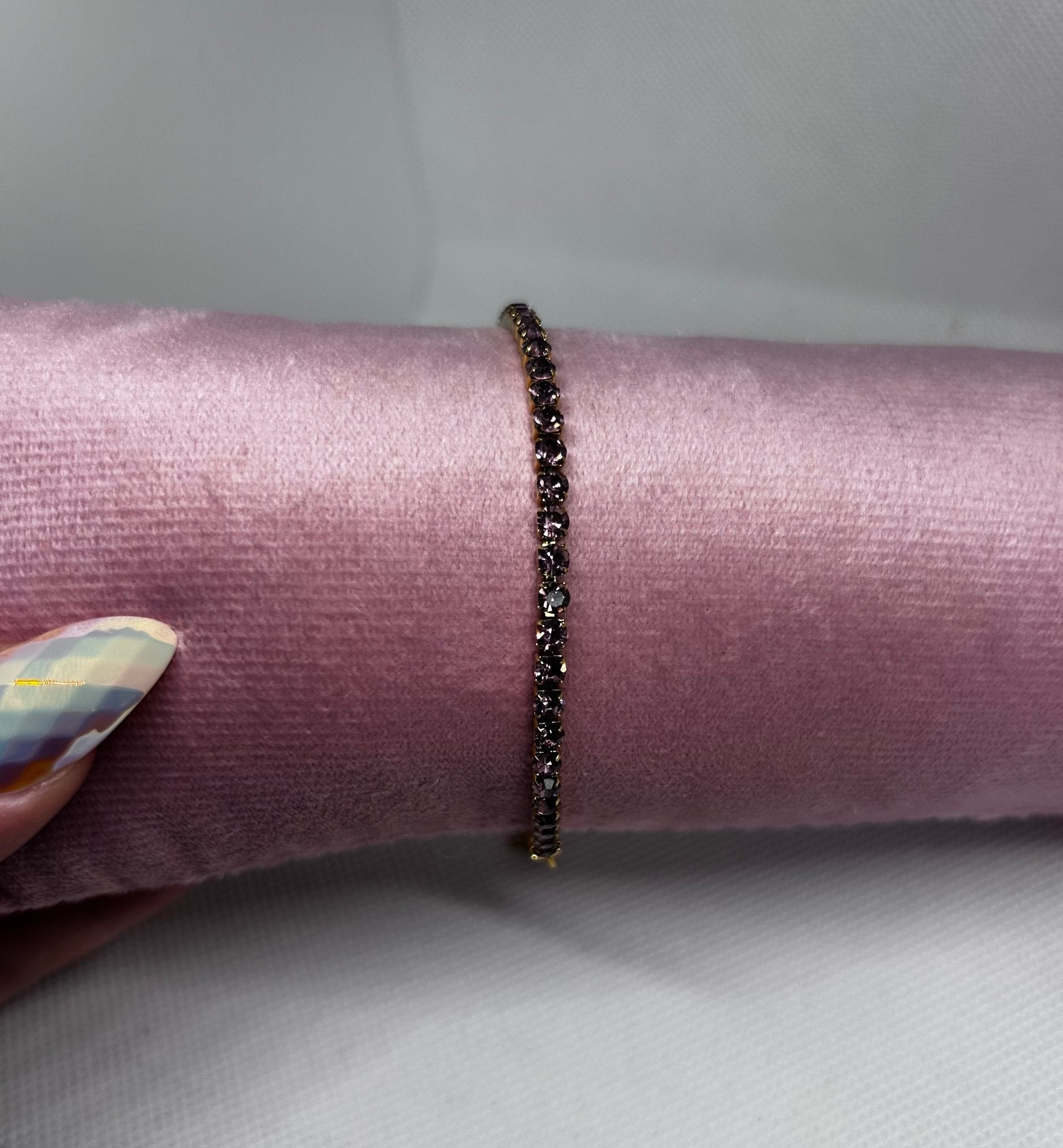 Stainless Steel 18K Gold Plated Purple Tennis Bracelet – 3mm - Delila Jewellery NZ