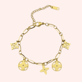 Stainless Steel Gold Charm Bracelet - Delila Jewellery NZ