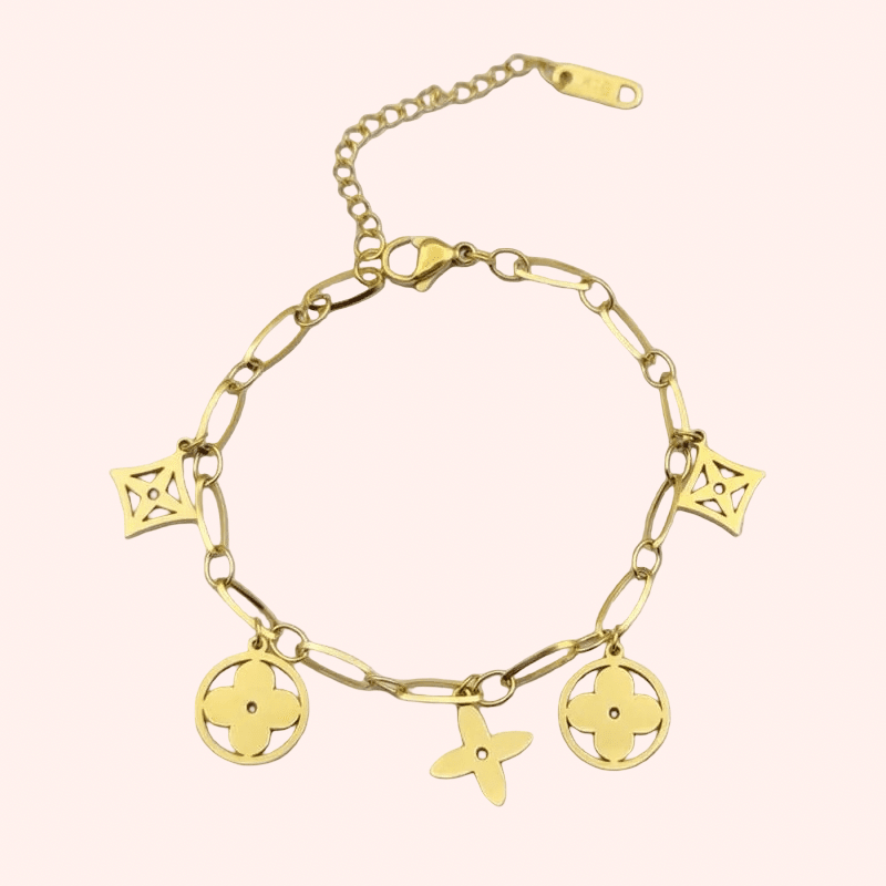Stainless Steel Gold Charm Bracelet - Delila Jewellery NZ