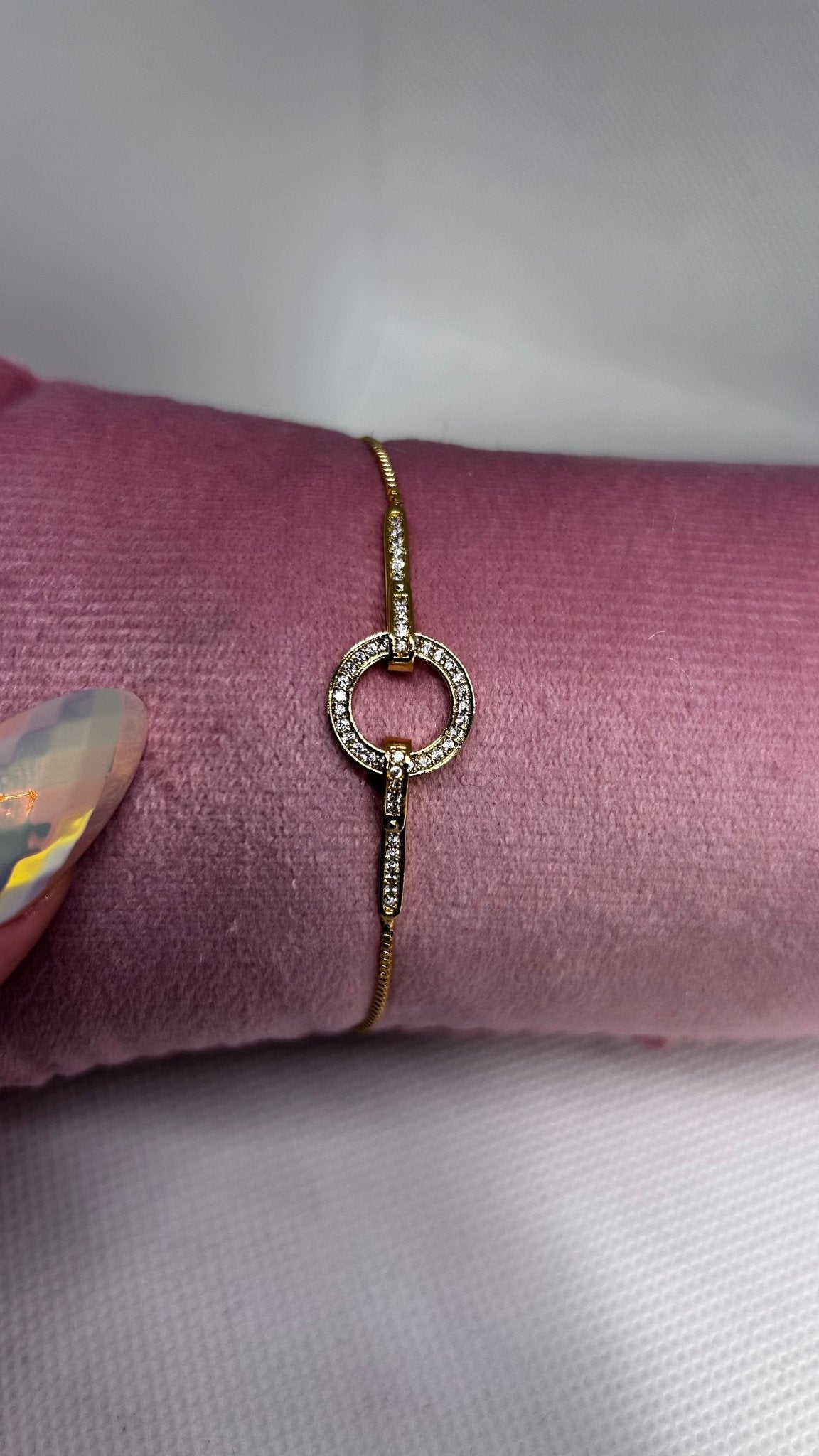 Stainless Steel Gold Crystal Adjustable Bracelet - Delila Jewellery NZ