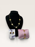 Stainless Steel Gold Five Clover Jewellery Set – 3 Piece - Delila Jewellery NZ