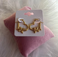 Stainless Steel Gold Floral Hoop Earrings - Delila Jewellery NZ