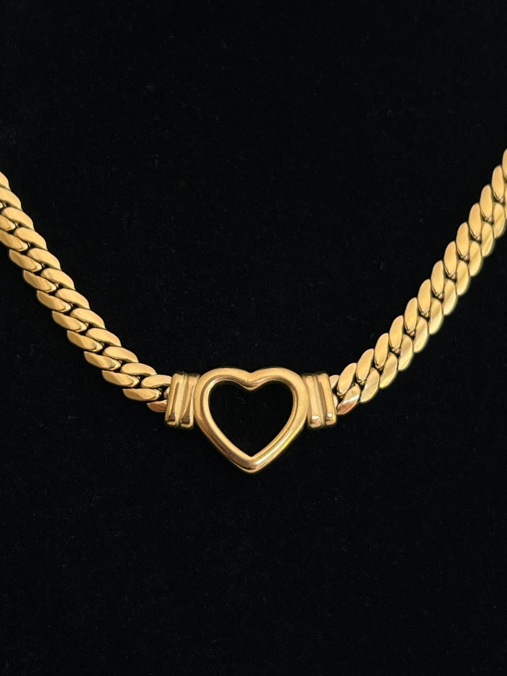 Stainless Steel Gold Heart Cuban Chain Necklace - Delila Jewellery NZ